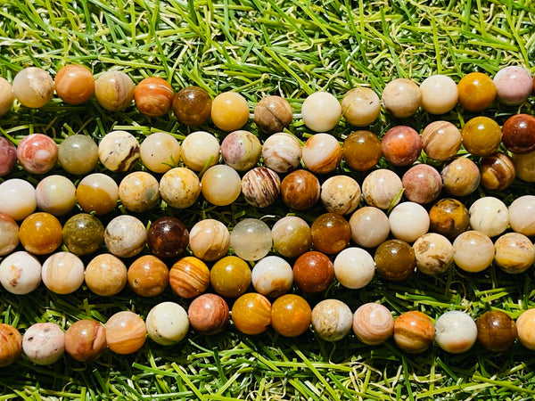 Perles en pierre naturelle en Bois Fossilisé / Pétrifié en 6 mm - les bijoux de Thea 