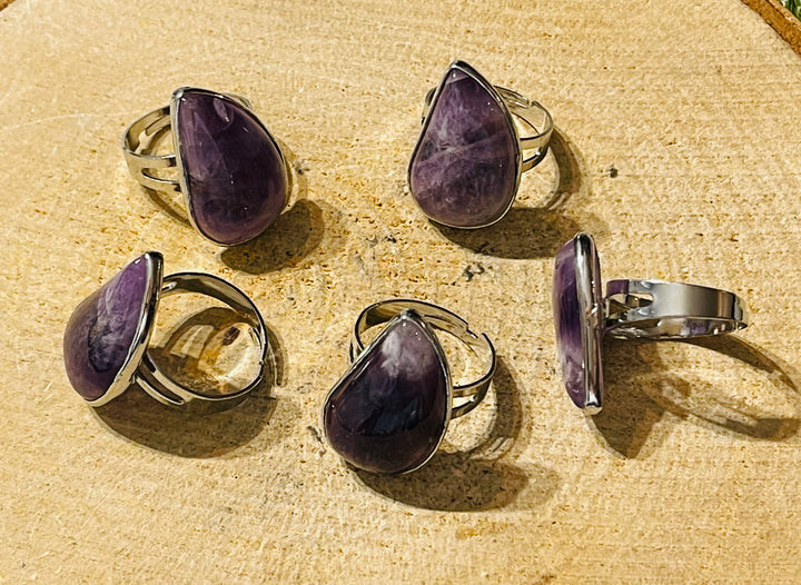 Bague sertie d’Amethyste, taille réglable - les bijoux de Thea 