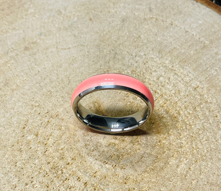 Bague phosphorescente rose en Acier, taille 66 - Les bijoux de Théa