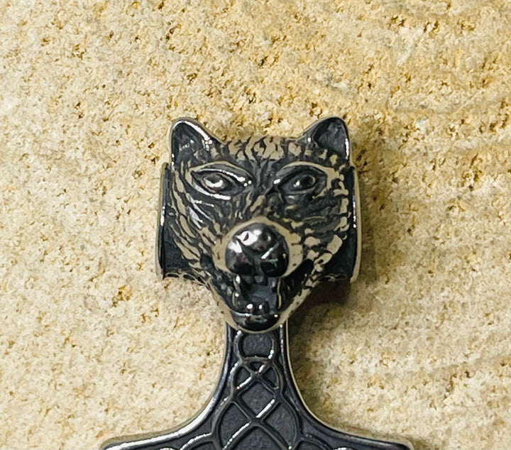 Breloque / Pendentif Loup Viking en acier inoxydable - Les bijoux de Théa