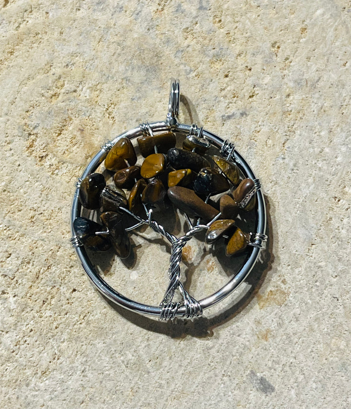 Pendentif en arbre de vie en Œil de tigre - les bijoux de Thea