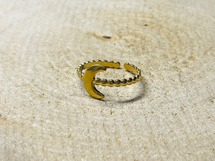 Bague en plaqué or Lune , Taille 54-63 (réglable) - Les bijoux de Théa