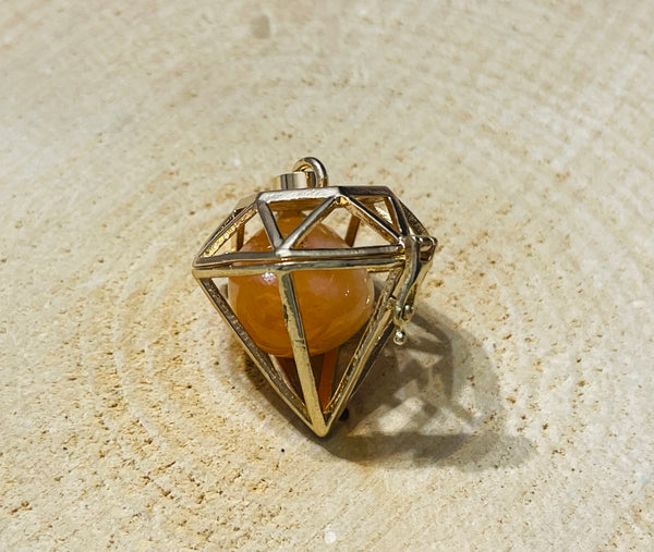 Pendentif Diamant Cage doré pour pierre naturelle