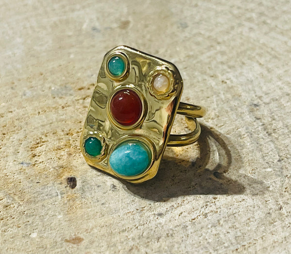 Bague multi pierre, taille réglable - les bijoux de Thea