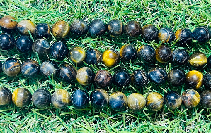 Perles naturelles en Oeil de Tigre et Oeil de Faucon en 8 mm - Les bijoux de Théa