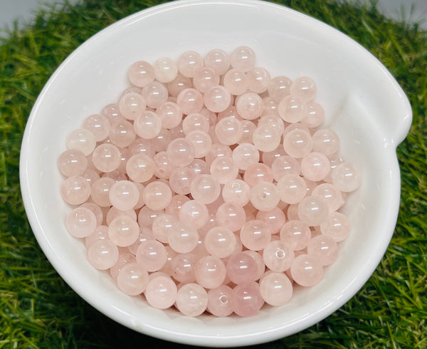 Lot de 20 Perles naturelles en Quartz rose de Madagascar en 6 mm - les bijoux de thea 