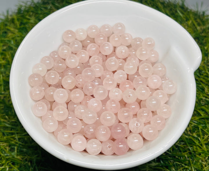 Lot de 20 Perles naturelles en Quartz rose de Madagascar en 6 mm - les bijoux de thea 