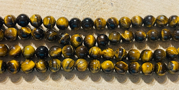 Perles naturelles en Oeil de Tigre en 8 mm (2) - les bijoux de Thea 