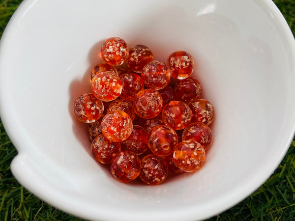 Perles en verre Lumineuses rouge orangé 10 mm pour bracelet - les bijoux de Thea 