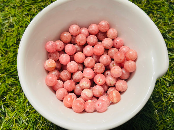 Lot de 10 Perles naturelles en Rhodochrosite en 8 mm - Les bijoux de Théa