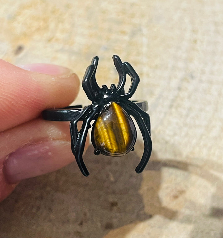 Bague Araignée en Oeil de tigre, Taille 53-59 (réglable - les bijoux de Thea