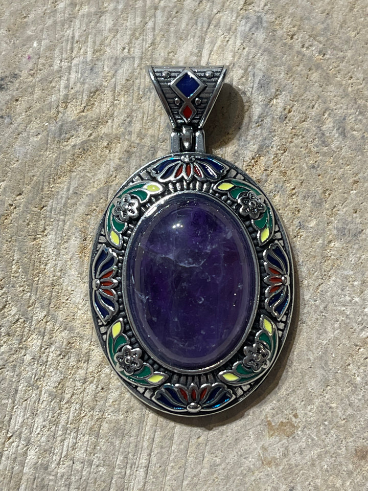 Pendentif en Amethyste et en émaux - les bijoux de Thea 