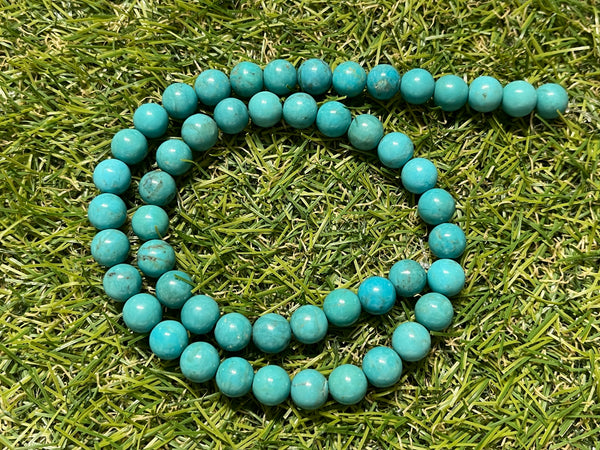 Perles naturelles en Turquoise du Nevada en 8 mm (lot de 10 perles) - Les bijoux de Théa