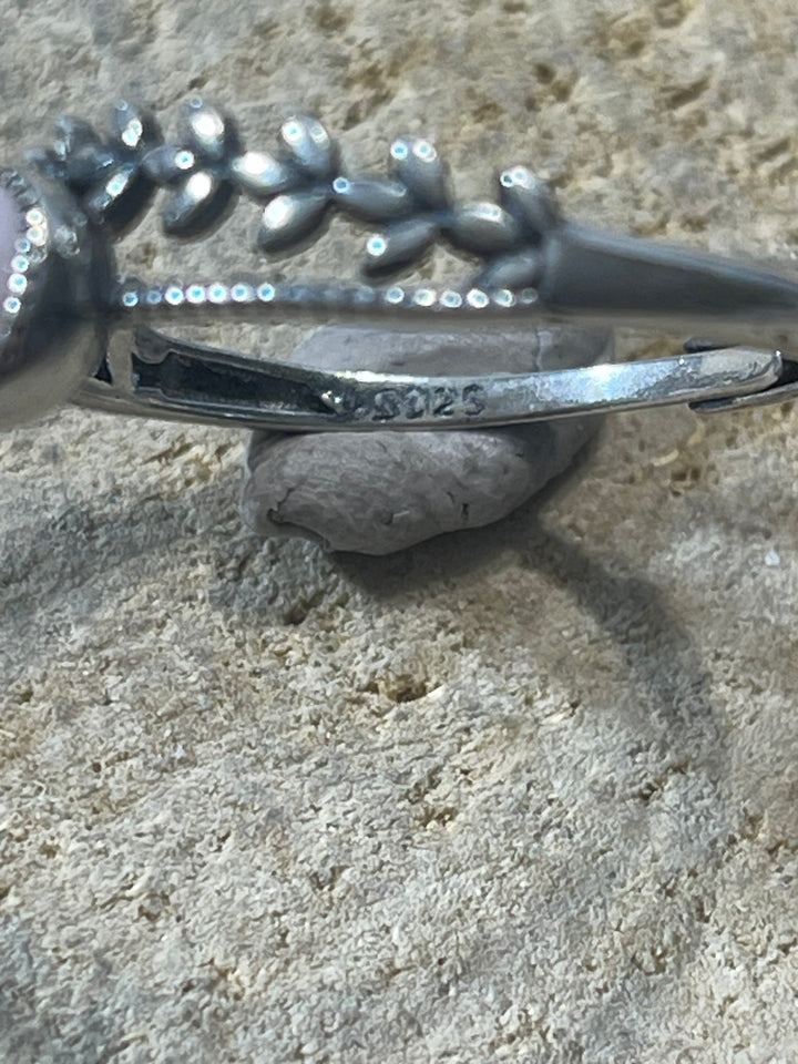 Bague en Argent 925 sertie d’une Opale rose, Taille 58-61 (réglable) - les bijoux de Thea 