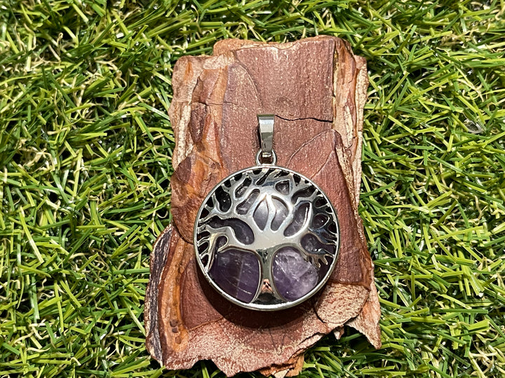 Pendentif en Améthyste et arbre de vie - Les bijoux de Théa