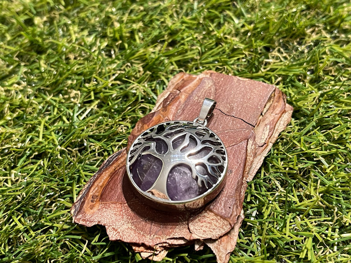 Pendentif en Améthyste et arbre de vie - Les bijoux de Théa