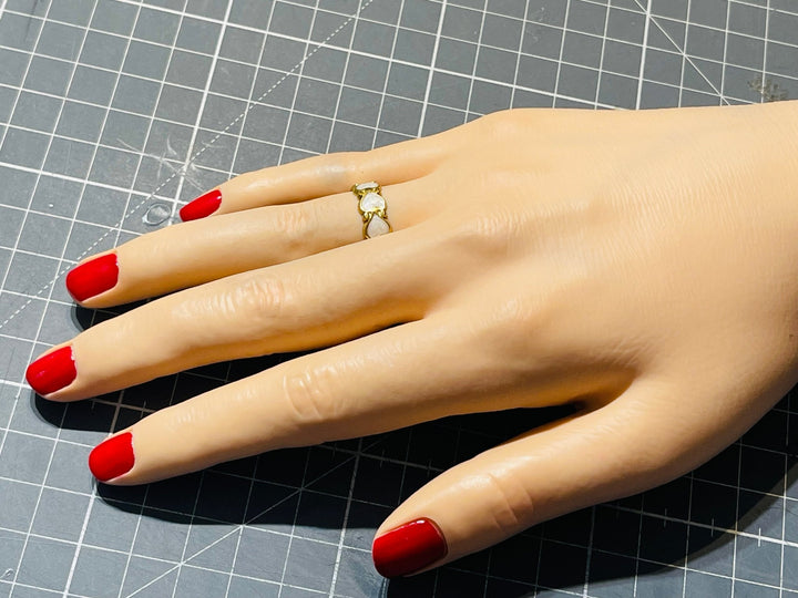 Bague cœur blanc, taille réglable - Les bijoux de Théa