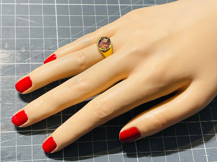 Bague dorée en Amethyste, Taille 55 - Les bijoux de Théa
