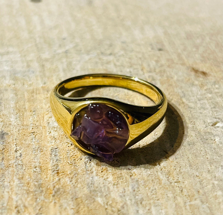 Bague dorée en Amethyste, Taille 55 - Les bijoux de Théa