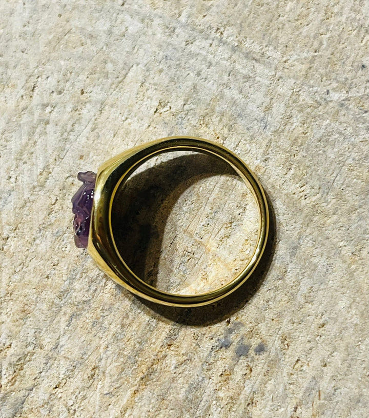 Bague dorée en Amethyste, Taille 55 - Les bijoux de Théa