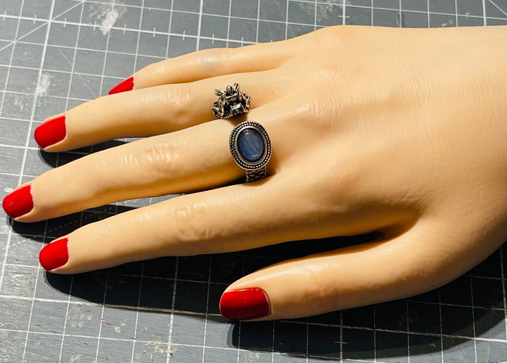 Bague dragon sertie d´une Cyanite, Taille réglable - Les bijoux de Théa