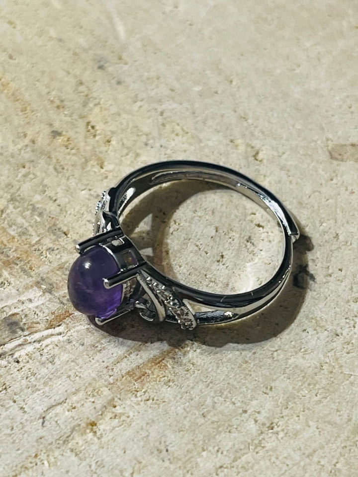 Bague en Amethyste et Diamant Cz, Taille réglable - Les bijoux de Théa