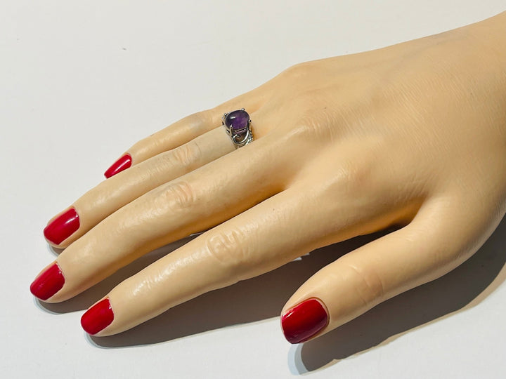 Bague en Amethyste et Diamant Cz, Taille réglable - Les bijoux de Théa