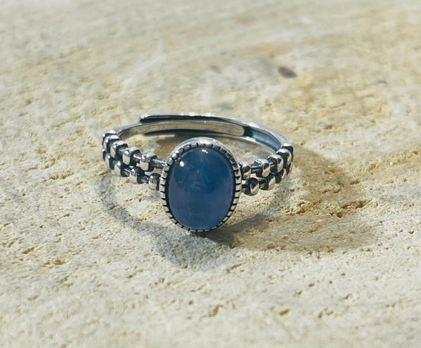 Bague en Argent 925 sertie d´une Cyanite, Taille 51 - 54 (réglable) - Les bijoux de Théa