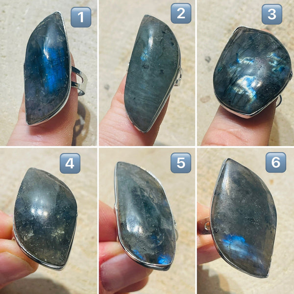 Bague sertie de Labradorite, taille réglable (3) - Les bijoux de Théa