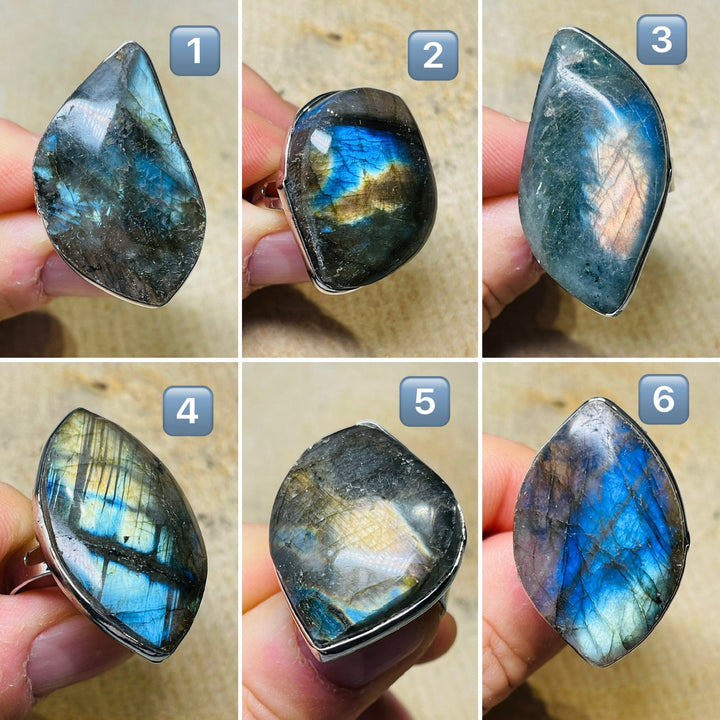 Bague sertie de Labradorite, taille réglable (3) - Les bijoux de Théa