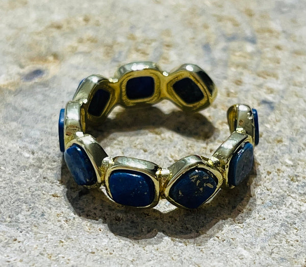 Bague sertie de Lapis - lazuli(taille réglable) - Les bijoux de Théa