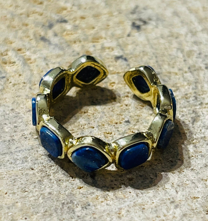 Bague sertie de Lapis - lazuli(taille réglable) - Les bijoux de Théa