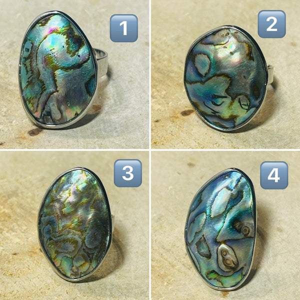 Bagues en coquille d’ormeau, taille réglable - Les bijoux de Théa