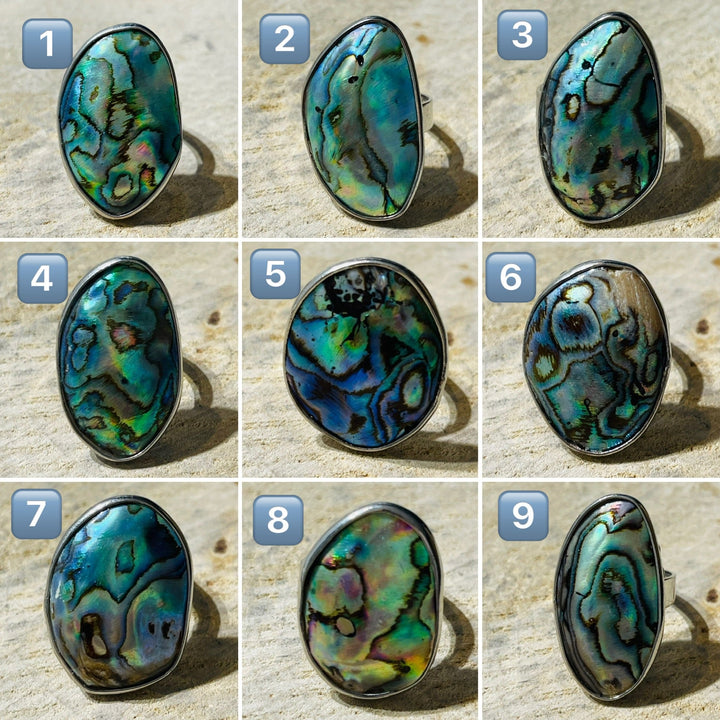 Bagues en coquille d’ormeau, taille réglable - Les bijoux de Théa