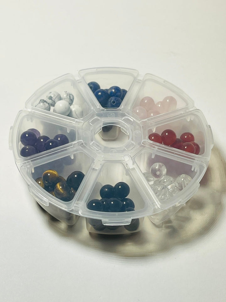 Boite de 120 perles en pierres naturelles en 8 mm, 8 variétés différentes. - Les bijoux de Théa