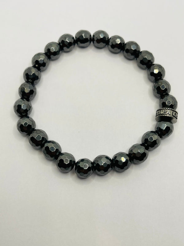 Bracelet en perles 8 mm en Hématite à facette - Les bijoux de Théa