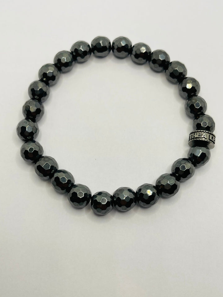 Bracelet en perles 8 mm en Hématite à facette - Les bijoux de Théa