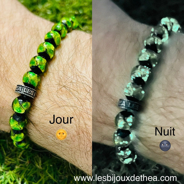 Bracelet en perles Lumineuse 8 mm vert jaune - Les bijoux de Théa