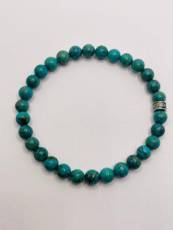 Bracelet en perles naturelles 6 mm en Turquoise d'Afghanistan - Les bijoux de Théa