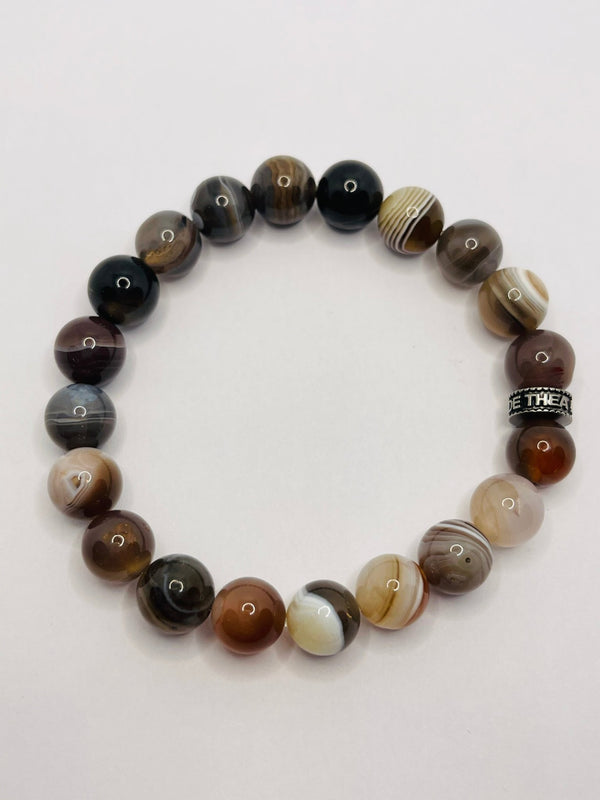 Bracelet en perles naturelles en Agate de Botswana - Les bijoux de Théa