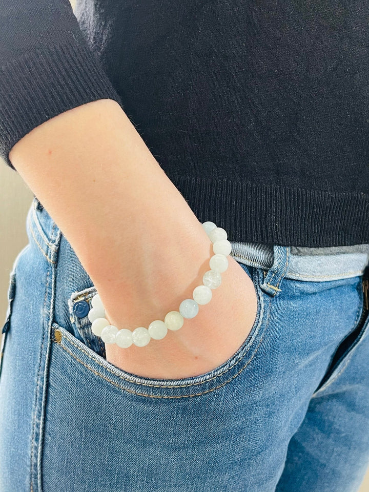 Bracelet en perles naturelles en Aigue-Marine - Les bijoux de Théa