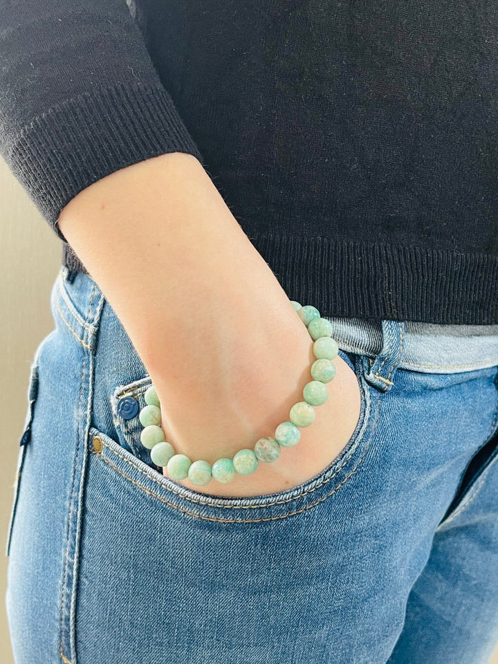 Bracelet en perles naturelles en Amazonite - Les bijoux de Théa