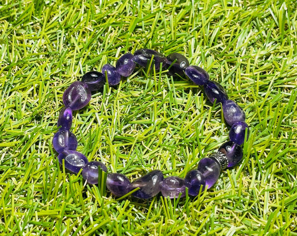 Bracelet en perles naturelles en Amethyste en nuggets - Les bijoux de Théa