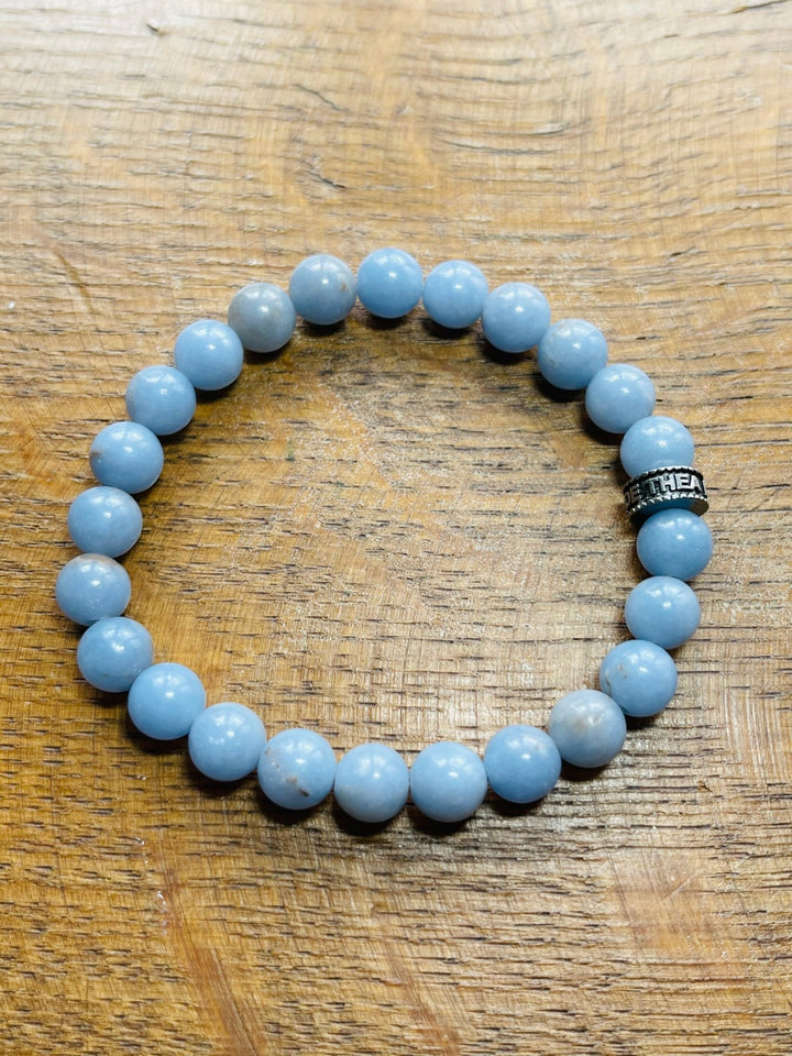 Bracelet en perles naturelles en Angélite - Les bijoux de Théa