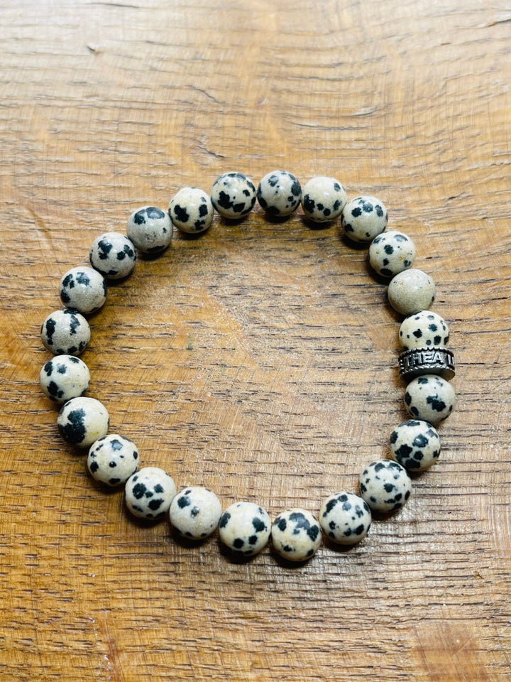 Bracelet en perles naturelles en Jaspe Dalmatien - Les bijoux de Théa