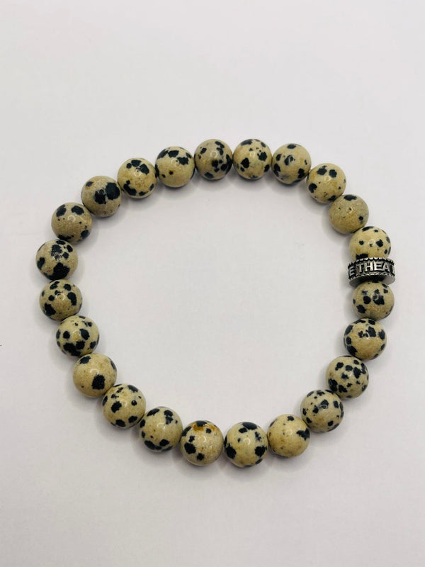 Bracelet en perles naturelles en Jaspe Dalmatien - Les bijoux de Théa