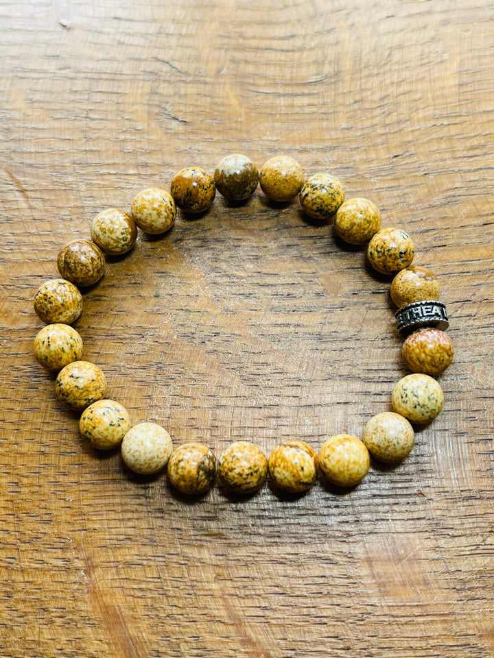 Bracelet en perles naturelles en Jaspe Paysage - Les bijoux de Théa