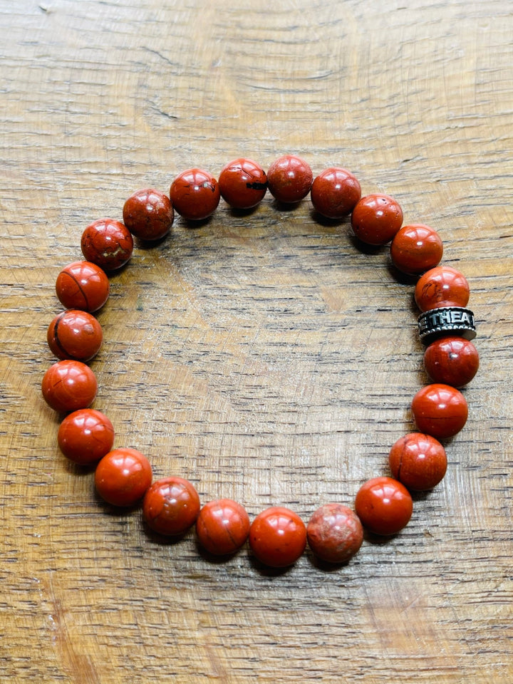 Bracelet en perles naturelles en Jaspe Rouge - Les bijoux de Théa