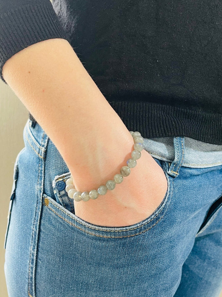Bracelet en perles naturelles en Labradorite - Les bijoux de Théa