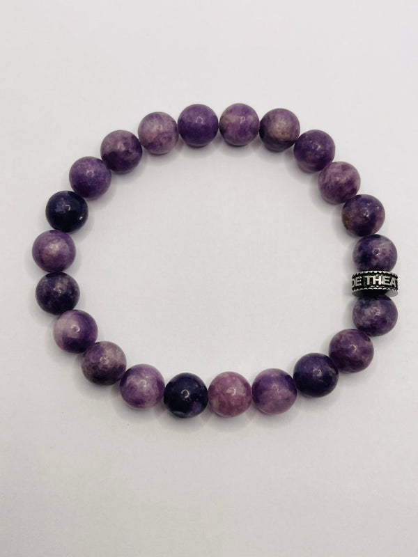 Bracelet en perles naturelles en Lépidolite - Les bijoux de Théa